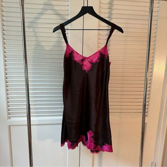 Morgan Taylor Intimates Brown and Pink Slip Dress - Picture 4 of 9